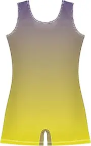 [GAIGEO] Violet Canary Yellow Gradient Leotards for Gymnastics Toddler Girls Unitard Girl Dance Outfit with Shorts 2-3t