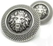 Antique Silver Metal Buttons - 12 Pcs - 2 Size Options - Lion Round Metal Shank Buttons Vintage for Men Women Blazer Coat Uniform Shirt Suit and Jacket Sewing Craft DIY N12301