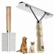 Dog Rake for Undercoat Long Tooth Dogs Comb Rake Brush+Stainless Steel Shedd