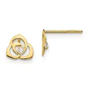 Madi K Kid's Earrings 14k Yellow Gold Cubic Zirconia Flower Baby Post