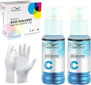 NGOODIEZ Eco Solvent Ink - Water Based Printer Ink, Fast Drying Refill Ink Bottle for Epson EcoTank & Workforce Printers - Ideal for HTV, Vinyl Stickers, Decals, T-Shirts, Mugs (1B/1B, 70ml)