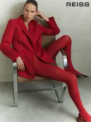 Reiss Red Anna Wool Blend Double Breasted Tux Blazer (E78644) | $565