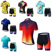 Miloto Men's Biking Set Reflective Cycling Jersey and Padded Bike Shorts Kit