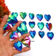 Aura Coated Obsidian Heart Shape Stone Metaphysical Crystal Healing Carving