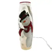 Stony Creek Decorative Lighted Glass Top Hat Snowman Birch Tree 12" Vase ELC09C