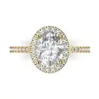 2.86CT Oval Halo Promise Engagement Bridal Wedding Ring 14k Yellow Solid Gold