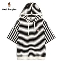 在飛比找Yahoo奇摩購物中心優惠-Hush Puppies 帽T 女裝刺繡狗細條紋寬鬆短版連帽