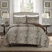 GrandLinen 3-Piece King Size Quilt Set Fine Animal Print Oversized (118" X 95") Bedspread .Coverlet Bed Cover in Brown, Black Leopard Print