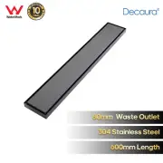 Decaura Tile Insert Shower Drain Grate Floor Waste Linear 304SUS 600mm Black