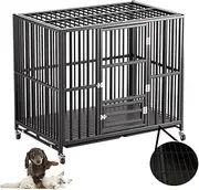 Heavy Duty Dog Crate for Large Dogs, with Lockable Wheels & Removable Tray, for Training Indoor Outdoor, for Small Medium Large Dogs, Extra Strong Dog Cage (Size:XL(95X63X85cm),Color:A)