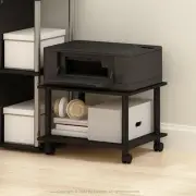 Under Desk Printer Stand Wood 2 Tier Storage Shelf Rolling CPU Cart Black