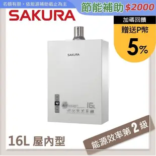 SAKURA櫻花 16L 強制排氣型熱水器 DH1631F(LPG/FE式)