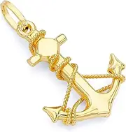 [PRINS JEWELS] Anchor and Rope with Shackle Intertwined Pendant 18ct 750 Yellow Gold - SA18-2, Gold