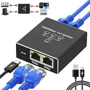 ZANZER Ethernet Splitter 1 to 3 High Speed 1000Mbps,RJ45 Socket LAN Splitter with USB C Power Cable,[3 Devices Share Network],Gigabit Ethernet Splitter for Ethernet Cat 8/7/6/5/5e Cable (1 to 3)