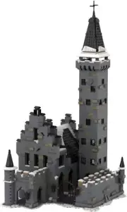 Castle with Great Hall, Courtyard Modular Building 1942 Pieces MOC Build
