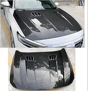 High Quality Carbon Fiber Engine Hood Cover with Holes Car Styling Compatible for Honda Accord 10th 2018(Carbon Fiber Pattern)