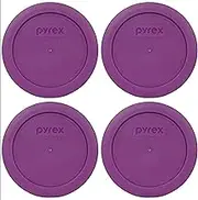 Pyrex 7200-PC Thistle Purple Round Plastic Food Storage Replacement Lids - 4 Pack