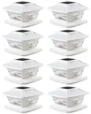 Flexfit Solar Outdoor Post Cap Lights - Includes Bases for 8 Pack Pearl White