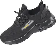 [beenopy] Steel Toe Shoes for Men Women Work Lightweight Air Cushion Tennis Sneakers Slip Resistant Safety Work Boots Indestructible Shoe,Black