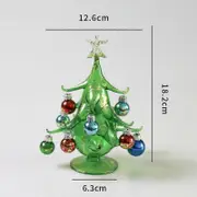 Glass Christmas Tree Figurines Ball Ornaments Tabletop Miniature Christmas Tree Desktop Decoration Handicraft Sculpture Souvenir