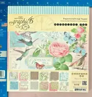 Graphic 45 8x8 8" Paper Pad Botanical Tea 2014 Floral Scrapbooking Cards NEW