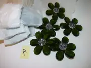 40 Czech Glass Flowers, Chandelier Parts, Art Projects, Suncatchers, Olive Green