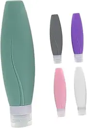 Baluue 5pcs Leakproof Silicone Squeezable Containers for Toiletries Easy to Fill Clean for Shampoo Conditioner Lotion and Air Travel Accessories
