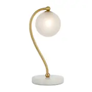 Foscani Diamond Cut Frosted Glass White Marble Base Table Lamp