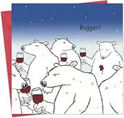 Twizler Funny Card with Polar Bear and Wine - Blank Inside - Humour Happy Birthday Card - Anniversary - Retirement - Fathers Day - Congratulations - Good Luck