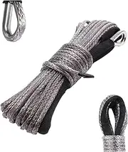Synthetic Winch Rope 1/4'' x 49Ft ATV Winch Rope 8 200 LBs Recovery High Strength Tow with Protective Sleeve for ATV UTV