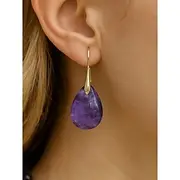 Women's Teardrop Shape Natural Stone Earrings with Gold Hook - Elegant Handmade Women's Jewelry for Casual Wear, Gifts and Bohemian Style Clothing