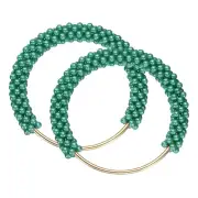 2Pcs Purse Handle, Imitation Pearl Beaded Handbag Straps for DIY Bag, Green