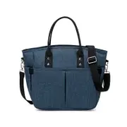 Catzon Insulated Lunch Bags Large Tote Adult Lunch Box with Shoulder Strap Side Pockets Blue