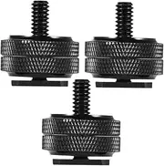 Angoily 3pcs Camera Double-Layer Screw Camera Hot Shoe Mount Adapter for Rig Hot Shoe Flash Adapter Hot Shoe Mount Adapter Flash Shoe Mount Adapter for Light Stand Aluminum Alloy Black