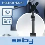 15-24" inch Single Screen LCD Monitor Tilt Desk Mount Pole Bracket VESA Black
