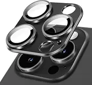 JETech Camera Lens Protector for iPhone 15 Pro 6.1-Inch and iPhone 15 Pro Max 6.7-Inch, Full Coverage 9H Tempered Glass Ring Cover, Matte Metal Plate, Case Friendly, 1-Pack (Space Black)
