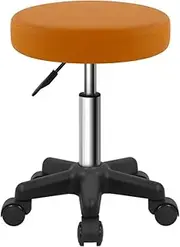 [FURWOO] Round Rolling Stool Height Adjustable Stool with Wheels for Spa Salon Massage Pale Brown