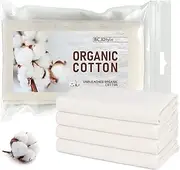 Organic Cotton Flannel Unbleached Wool Wrap 4Pcs for Castor Oil Pack, Reusable & Mess-Free, Highly Absorbent for Massage Pain Relief, Soothing Heat Compress for Liver, Abdomen & Joint