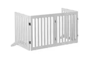 Charlie's Pet Durable Wooden 4 Panel Freestanding Pet Gate - White - 204 x 1.8 x 61cm