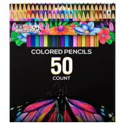 50pc Adult Coloring Book Artist Grade Colored Pencil Set, Drawing, Sketching Art