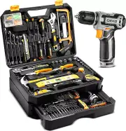 Tool Kit Box Drill Set： Home Mechanic Toolbox with 12V Power Cordless Drill Hand
