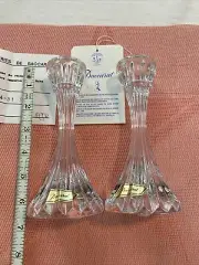 Vintage Pair of Baccarat candle holder Crystal Candlestick France With Box