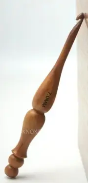 Ergonomic Handle Crochet Hook, Handcrafted 7" Wooden Crochet Hook, Knitting N...