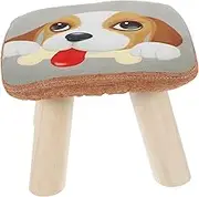 ETHZZLE Small Wooden Stool for Boys and Girls Lightweight Footstool Cotton Linen Cover Practical Learning Bench for Living Room and Bedroom Decor