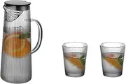 Water Carafe Iced Tea Pitcher Glass Water Kettle Set with Cup Heat-Resistant Cold Water Jug Large Capacity Drinkware Pot Teacup for Juice Tea Ice Water Beverage Drink Pitcher Water Jar