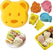 5 PCS Sandwich Cutter and Sealer for Kids, Mini Cartoon Bear Squirrel Dolphin Sea Dog Bread Cutter Sandwich Cutters for Kids Bento Box