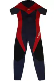 Kids Full Body Wetsuit 3mm Blue/ Red Hero II Short Sleeve Size-12 (55”-58”) New