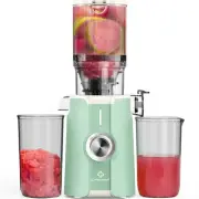 Rush Clear Cold Press Juicer, Slow Juicer Machines with No-Prep Light Green