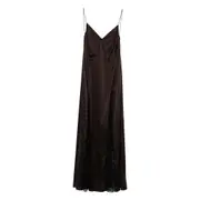 [Staud] Staud Trinity Lace-insert Maxi Dress 4 US BROWN/BLACK