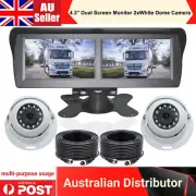 4.3" Dual Screen Car Truck Rear View Monitor+2xWhite Dome Color CCD Rear Camera